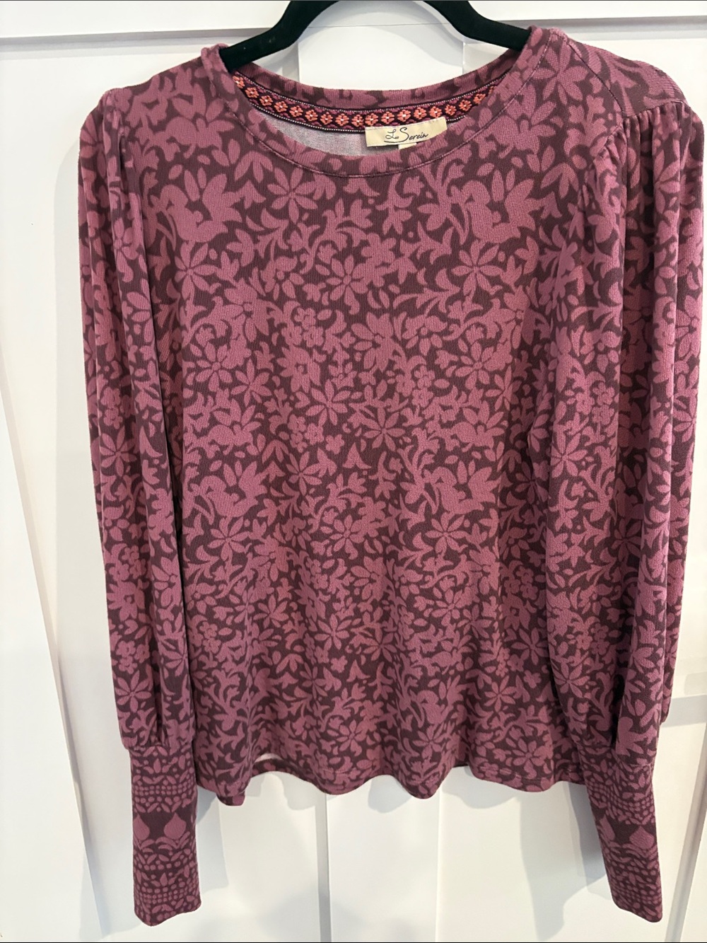 Savvy Floral-Print Long Sleeve Top in Dusty Rose